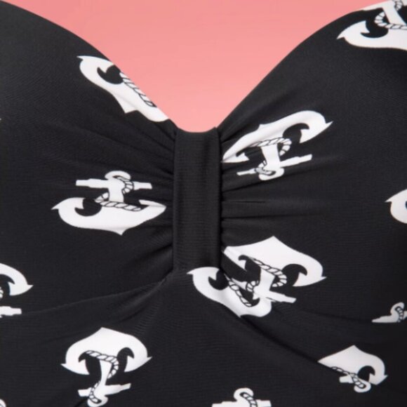 NIB - Belsira 1950's Adeline Anchor Swimsuit in Black - Picture 2 of 11